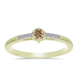 Inel din Argint 925 Placat cu Aur ( 1.93 grame ) cu Diamant de culoarea Șampaniei și Diamant Alb 0.24 Carate