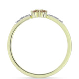 Inel din Argint 925 Placat cu Aur ( 1.79 grame ) cu Diamant de culoarea Șampaniei și Diamant Alb 0.19 Carate