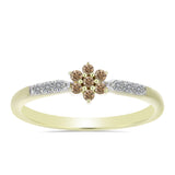 Inel din Argint 925 Placat cu Aur ( 1.79 grame ) cu Diamant de culoarea Șampaniei și Diamant Alb 0.19 Carate