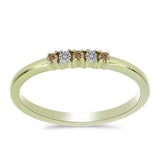 Inel din Argint 925 Placat cu Aur ( 1.33 grame ) cu Diamant de culoarea Șampaniei și Diamant Alb 0.09 Carate