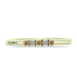 Inel din Argint 925 Placat cu Aur ( 1.33 grame ) cu Diamant de culoarea Șampaniei și Diamant Alb 0.09 Carate