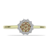 Inel din Argint 925 Placat cu Aur ( 1.74 grame ) cu Diamant de culoarea Șampaniei și Diamant Alb 0.29 Carate