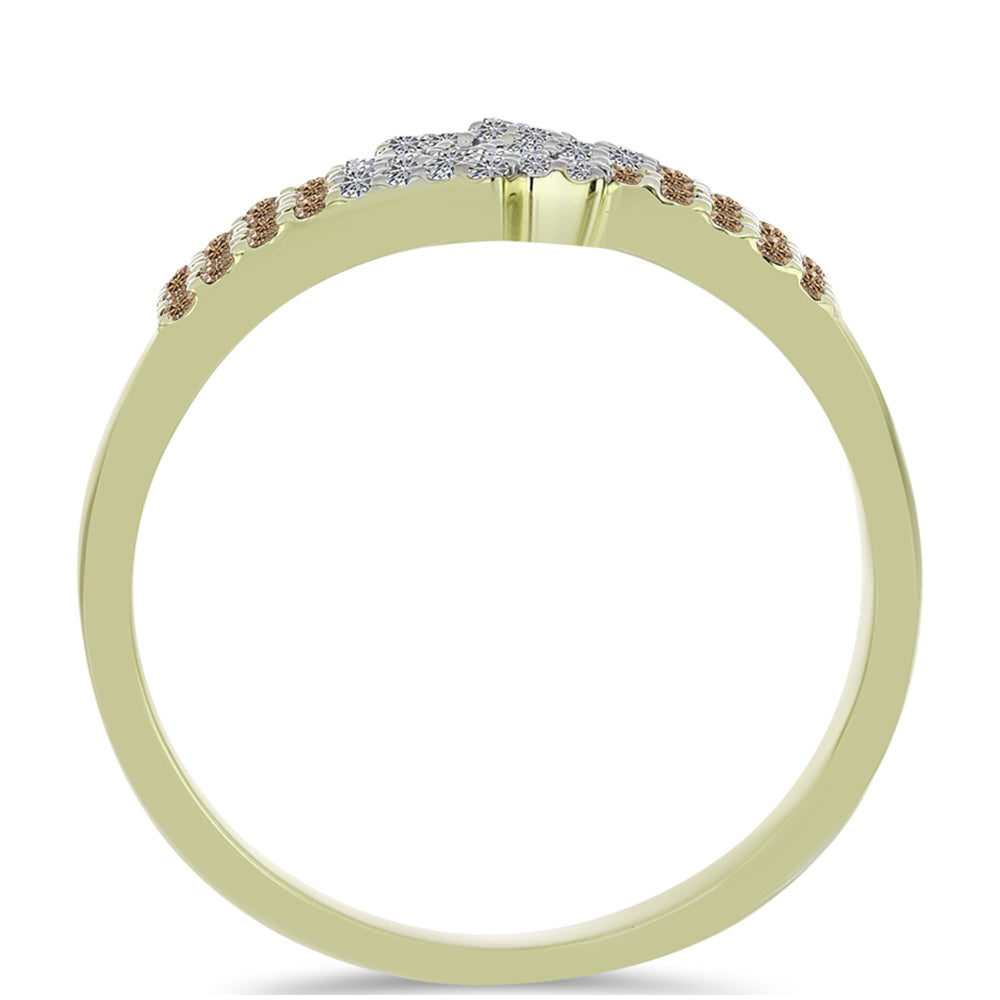 Inel din Argint 925 Placat cu Aur ( 2.96 grame ) cu Diamant de culoarea Șampaniei și Diamant Alb 0.45 Carate