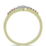 Inel din Argint 925 Placat cu Aur ( 2.96 grame ) cu Diamant de culoarea Șampaniei și Diamant Alb 0.45 Carate