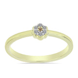 Inel din Argint 925 Placat cu Aur ( 1.86 grame ) cu Diamant de culoarea Șampaniei și Diamant Alb 0.07 Carate