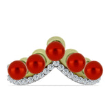 Inel din Argint 925 Placat cu Aur ( 3.14 grame ) cu Perlă de apă dulce roșie și Topaz Alb 2.42 Carate