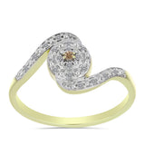Inel din Argint 925 Placat cu Aur ( 2.34 grame ) cu Diamant de culoarea Șampaniei și Diamant Alb 0.11 Carate