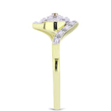 Inel din Argint 925 Placat cu Aur ( 2.34 grame ) cu Diamant de culoarea Șampaniei și Diamant Alb 0.11 Carate