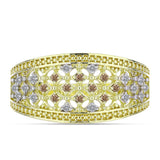 Inel din Argint 925 Placat cu Aur ( 3.26 grame ) cu Diamant de culoarea Șampaniei și Diamant Alb 0.2 Carate