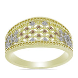 Inel din Argint 925 Placat cu Aur ( 3.26 grame ) cu Diamant de culoarea Șampaniei și Diamant Alb 0.2 Carate