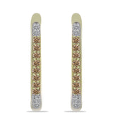Cercei din Argint 925 Placat cu Aur ( 3.22 grame ) cu Diamant de culoarea Șampaniei și Diamant Alb 0.21 Carate