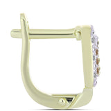 Cercei din Argint 925 Placat cu Aur ( 3 grame ) cu Diamant de culoarea Șampaniei și Diamant Alb 0.29 Carate