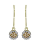 Cercei din Argint 925 Placat cu Aur ( 1.74 grame ) cu Diamant de culoarea Șampaniei și Diamant Alb 0.27 Carate