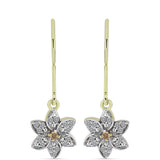 Cercei din Argint 925 Placat cu Aur ( 2.31 grame ) cu Diamant de culoarea Șampaniei și Diamant Alb 0.33 Carate