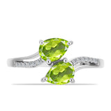 Inel din Argint 925 ( 2.65 grame ) cu Peridot Changbai și Topaz Alb 1.56 Carate