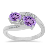 Inel din Argint 925 ( 3.01 grame ) cu Ametist Rose de France și Topaz Alb 1.36 Carate