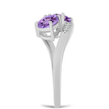 Inel din Argint 925 ( 3.01 grame ) cu Ametist Rose de France și Topaz Alb 1.36 Carate