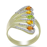 Inel din Argint 925 Placat cu Aur ( 4.63 grame ) cu Safir Rosebery Curcubeu și Topaz Alb 1.55 Carate