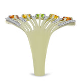 Inel din Argint 925 Placat cu Aur ( 4.63 grame ) cu Safir Rosebery Curcubeu și Topaz Alb 1.55 Carate