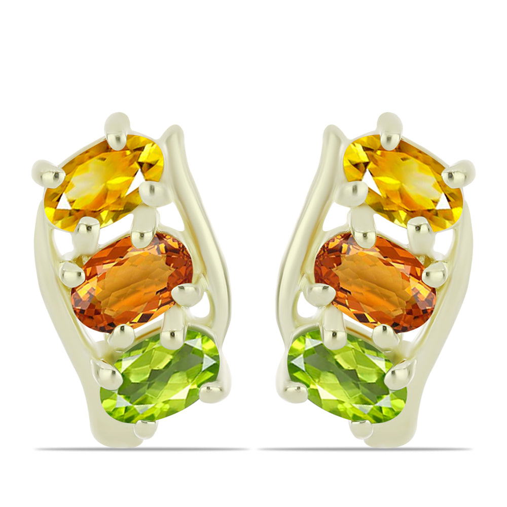 Cercei din Argint 925 Placat cu Aur ( 2.86 grame ) cu Safir Rosebery Curcubeu 1.98 Carate