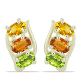 Cercei din Argint 925 Placat cu Aur ( 2.86 grame ) cu Safir Rosebery Curcubeu 1.98 Carate