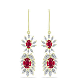 Cercei din Argint 925 Placat cu Aur ( 4.78 grame ) cu Rubin Malagasy și Zircon Alb 8.52 Carate