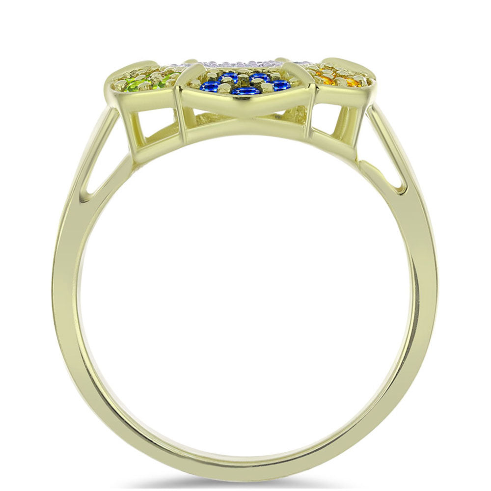 Inel din Argint 925 Placat cu Aur ( 4.21 grame ) cu Safir Rosebery Curcubeu și Topaz Alb 1.01 Carate