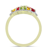 Inel din Argint 925 Placat cu Aur ( 3.77 grame ) cu Safir Rosebery Curcubeu și Topaz Alb 2.92 Carate
