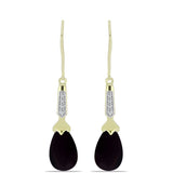 Cercei din Argint 925 Placat cu Aur ( 2.45 grame ) cu Onix Negru Suwar și Topaz Alb 6.01 Carate