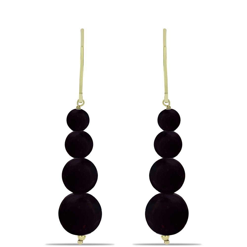 Cercei din Argint 925 Placat cu Aur ( 1.03 grame ) cu Onix Negru Suwar 24.7 Carate
