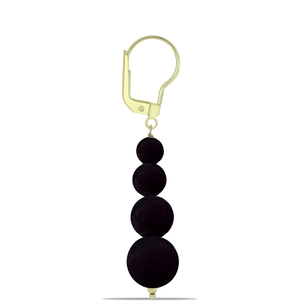 Cercei din Argint 925 Placat cu Aur ( 1.03 grame ) cu Onix Negru Suwar 24.7 Carate