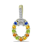Pandantiv din Argint 925 Placat cu Aur ( 1.23 grame ) cu Safir Rosebery Curcubeu și Topaz Alb 0.63 Carate
