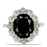 Inel din Argint 925 Placat cu Aur ( 3.48 grame ) cu Onix Negru Suwar și Topaz Alb 6.89 Carate