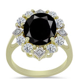 Inel din Argint 925 Placat cu Aur ( 3.48 grame ) cu Onix Negru Suwar și Topaz Alb 6.89 Carate