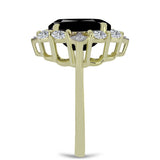 Inel din Argint 925 Placat cu Aur ( 3.48 grame ) cu Onix Negru Suwar și Topaz Alb 6.89 Carate