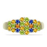 Inel din Argint 925 Placat cu Aur ( 3.54 grame ) cu Safir Rosebery Curcubeu 1.2 Carate