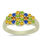 Inel din Argint 925 Placat cu Aur ( 3.54 grame ) cu Safir Rosebery Curcubeu 1.2 Carate