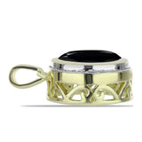 Pandantiv din Argint 925 Placat cu Aur ( 2.43 grame ) cu Onix Negru Suwar și Topaz Alb 3.77 Carate