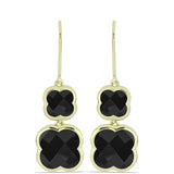Cercei din Argint 925 Placat cu Aur ( 5.05 grame ) cu Onix Negru Suwar 6.66 Carate