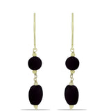Cercei din Argint 925 Placat cu Aur ( 1.24 grame ) cu Onix Negru Suwar 8.39 Carate