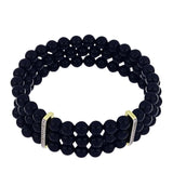 Brățară din Argint 925 Placat cu Aur ( 3.37 grame ) cu Onix Negru Suwar și Topaz Alb 148.89 Carate