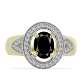 Inel din Argint 925 Placat cu Aur ( 4.28 grame ) cu Onix Negru Suwar și Topaz Alb 1.83 Carate