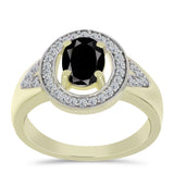 Inel din Argint 925 Placat cu Aur ( 4.28 grame ) cu Onix Negru Suwar și Topaz Alb 1.83 Carate