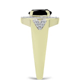 Inel din Argint 925 Placat cu Aur ( 4.28 grame ) cu Onix Negru Suwar și Topaz Alb 1.83 Carate