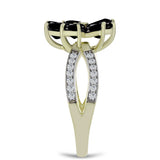 Inel din Argint 925 Placat cu Aur ( 3.28 grame ) cu Onix Negru Suwar și Topaz Alb 2.97 Carate
