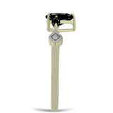 Inel din Argint 925 Placat cu Aur ( 2.15 grame ) cu Onix Negru Suwar și Topaz Alb 1.16 Carate