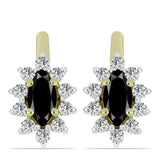 Cercei din Argint 925 Placat cu Aur ( 3.43 grame ) cu Onix Negru Suwar și Topaz Alb 2.24 Carate