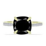 Inel din Argint 925 Placat cu Aur ( 2.27 grame ) cu Onix Negru Suwar și Topaz Alb 4.12 Carate