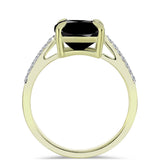 Inel din Argint 925 Placat cu Aur ( 2.27 grame ) cu Onix Negru Suwar și Topaz Alb 4.12 Carate