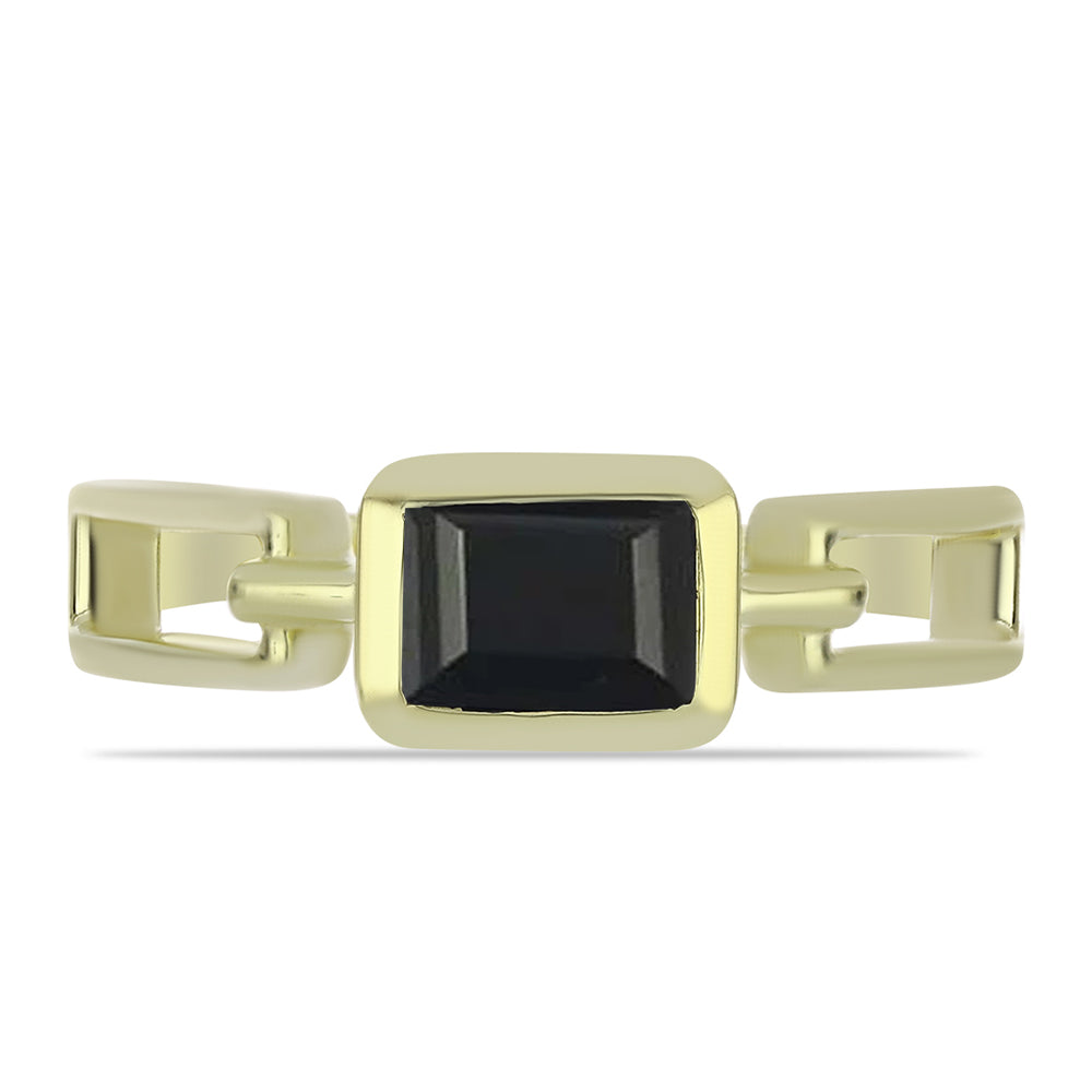 Inel din Argint 925 Placat cu Aur ( 3.18 grame ) cu Onix Negru Suwar 0.86 Carate